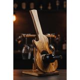 Ayrex Doğal Ahşap Gitar Şaraplık Şişe ve Kadeh Standı Dekoratif Sunum Rafı Hediye - Çok Renkli - 1 Parça