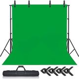 Ayrex Green Screen Yeşil Fon Perde 2x3 Fon Standı 2x2 + 4 Mandal - Çok Renkli