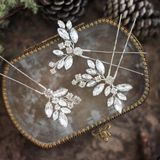 Ayrex Jakawin Crystal Bride Düğün Saç Iğneleri Gümüş Saç Parçası Gelin Çiçeği Saç Ak - Çok Renkli - Genel