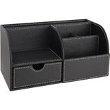 Ayrex Masaüstü Düzenleyici,kalemlik,kumandalık,küpbloknotluk,tabletlik,kitaplık,6 Gözlü,çekmeceli,desktop Organizer,vegan,24,5 * 13 * 12,siyah - 0