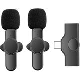 Ayrex Microcase 2li Type-C Profesyonel Wireless Kablosuz Röportaj Yaka Mikrofonu Lavalier - AL3009 - Çok Renkli