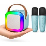 Ayrex Mini Boy Kablosuz Mikrofonlu Karaoke Makinesi Taşınabilir Bluetooth Hoparlör Seti Bas Tiz A - Genel