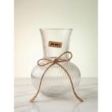 Ayrex Modern Büyük Boy Rustik Cam Vazo 21 Cm,dekoratif Şeffaf Çizgili Vintage Vazo,salon, Masa, - Çok Renkli