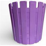 Ayrex Mor Plastik Çit Desenli Saksı, Dekoratif Bahçe Saksısı, Silindir Şekli 16X15 cm - Genel - Çok Renkli
