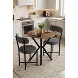 Ayrex Mutfak Masası 70 Çap Yuvarlak 2 Sandalyeli Masa Takımı Modern Set Bahçe Balkon Cafe Teddy - Çok Renkli