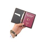 Ayrex Pasaport Kılıfı Hakiki Deri Seyahat Cüzdanı Pasaportluk (Kahverengi) - 1 Parça - Çok Renkli