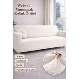 Ayrex Peluş Lastikli Koltuk Örtüsü 3 Kişilik Yıkanabilir Esnek Koltuk Kılıfı Krem 180 x 230 - 0,6 x 19 x 29 cm - Çok Renkli