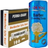 Ayrex Perma-Sharp Berber Jileti 100'LÜ Paket, More For You 75G Tıraş Sabunu Seti - Genel