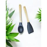 Ayrex Silikon 2 Parça Kaşık Spatula Set Büyük Boy 28CM Siyah - Genel