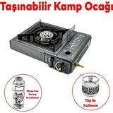 Ayrex Taşınabilir Portatif Kamp Ocağı Tekli Tek Gözlü Kartuşlu Piknik Tüp Bağlantılı Gezi - Genel - Çok Renkli