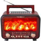Ayrex Teknoloji Gelsin Nostaljik Şömine Tasarımlı Bluetooth Radyo, Ahşap, Güneş Enerjili, USB Sd Mp3 Çalar Özellikli Müzik Kutusu - Ahşap - Bej