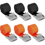 Ayrex Wadafen Germe Kayışı, 6 Adet Ayarlanabilir Bağlama Kayışı, 1 M x 2,5 Cm, Kısa, Sıkıştırma Kilitli, Siyah, Turuncu, Bağlama Kayışı, Motosiklet, Bisiklet Taşıyıcı, Bavul, Bagaj Paketi, Kamp Için,