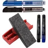 Ayrex Yazı Tahta Kalemi ve Yazı Tahta Silgisi Plastik Mıknatıslı 1 Paket Beyaz Yazı Tahtası K - Çok Renkli - Genel
