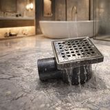 AYRINTISHOP 10X10 Paslanmaz Çelik Yer Süzgeci Krom Izgaralı 50 mm Çıkışlı Çekvalfli Özellikli
