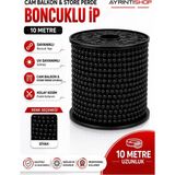 AYRINTISHOP Ayrıntıshop Cam Balkon Stor Perde Boncuklu Plastik Ip Zincirleri 10 Metre - Siyah - 10metre