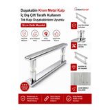 AYRINTISHOP Duşakabin Cam Kapı Kulbu 16 cm Delik Mesafeli Krom Metal Alüminyum Kulp