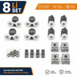 AYRINTISHOP Duşakabin Tekerleği Metal Rulman, 8'li Set, Gri, 24mm