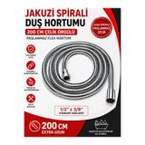 AYRINTISHOP Jakuzi Spirali Duş Hortumu 200 cm Çelik Örgülü Paslanmaz Flex Hortum 1/2" x 3/8"