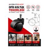 AYRINTISHOP Ofis Koltuk Sandalye Tekerleği 50 mm Pimli Sessiz Dayanıklı Yedek Teker