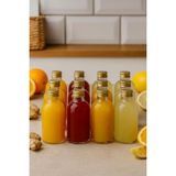 AyrStore 12 Adet Şeffaf Cam Shot Şişesi Sızdırmaz Gold Metal Kapaklı Kolonya Koku Süs Çok Amaçlı Ş - Çok Renkli