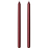 AyrStore 2'li Bordo/koyu Kırmızı Metalik Şamdan Mum Seti 25 cm – Dekoratif Ince Şamdan Mum, Kokusuz P - Renkli