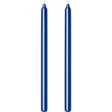 AyrStore 2'li Koyu Mavi Metalik Şamdan Mum Seti 25 cm – Dekoratif Ince Şamdan Mum, Kokusuz Parafin Wax,% - Çok Renkli
