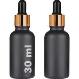 AyrStore 30 ml Mat Siyah Cam Damlalıklı Serum Şişesi 30 cc Renkli Metal Kapaklı Dropper Cam Şişe 2 Ade - Çok Renkli