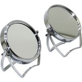 AyrStore 4inç Metal Yuvarlak Çift Taraflı Ayaklı Makyaj Aynası - Çok Renkli