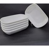 AyrStore 6 Adet Beyaz Melamin Kayık Tabak 14X10CM Orta Boy Salata Tabağı