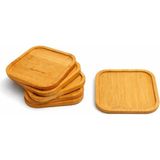 AyrStore 6'li Kare Bambu Bardak Altlığı Seti 10 Cm– Kaymaz, Dayanıklı, Şık Tasarım, Sunumluk - Çok Renkli