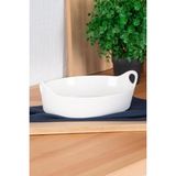 AyrStore Acar Bianco Perla Oval Kulplu Kase - 26 cm