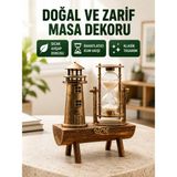 AyrStore Ahşap Gövdeli Deniz Feneri Formlu Kum Saati – 15X20 cm Masa Dekoru Yeni Nesil - Çok Renkli