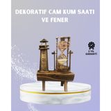 AyrStore Ahşap Kum Saati ve Deniz Feneri Figürü Bir Arada – Ev & Ofis Dekorasyonu