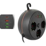 AyrStore Akım Korumalı Çoklu Priz 3 Priz 3 USB 1 Type C 2 Metre Kablo Güvenli Şarj - Çok Renkli