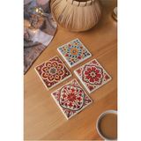 AyrStore Arslart Osmanlı ve Seramik Desenli Doğal Taş Bardak Altlığı - 4'lü Set