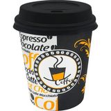 AyrStore Aygün Cup 7 Oz Siyah Kapaklı Karton Bardak 180 ml - 100'LÜ (Otomat Bardak) - Çok Renkli