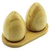 AyrStore Baharatlık 2pcs Yumurta Modeli Ahşap Bambu Tuzluk Baharatlık Ahşap Standlı