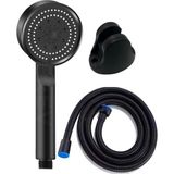 AyrStore Berev 5 Fonksiyonlu Yüksek Basınçlı Duş Başlığı Mafsalı 150 cm Hortum Siyah Duş Seti - Çok Renkli