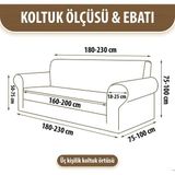 AyrStore Bibaha 3 Kişilik Jakarlı Düz Desen Lastikli Koltuk Kılıfı Çekyat Koltuk Örtüsü Streç Esne - 0,6 x 19 x 29 cm