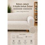 AyrStore Bohem Desen Jakarlı 3 Kişilik Kanepe Örtüsü / Lastikli Koltuk Örtüsü /çekyat Örtüsü/ Kol - 0,6 x 19 x 29 cm - Renkli