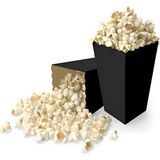AyrStore Bp Bizden Pastacılık Popcorn Kutusu Çerez Kutusu Cips Kutusu 8'li Paket Düz Siyah Çok Renkli