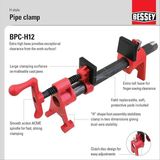 AyrStore BPC-H12 Boru Kelepçeleri, 1,27 Cm, H-Stil, Kırmızı