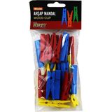 AyrStore Brons Ahşap Mandal Renkli Büyük BR-905, Mavi, Kırmızı, Sarı - Çok Renkli