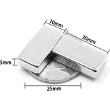AyrStore Buğz 2 Adet 20X10X5 mm Neodyum Magnet N35 Güçlü Mıknatıs Köşeli ve Dayanıklı Nikel Kaplama - Çok Renkli