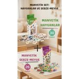 AyrStore Buğz Eğitici Oyuncak Seti Manyetik Hayvanlar ve Sebze Meyveler 56 Parça - Çok Renkli