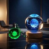 AyrStore Buğz Işıklı Satürnlü Kız Cam Küre - Renk Değiştiren Gece Lambası - Kristal Anahtarlık Se - Çok Renkli