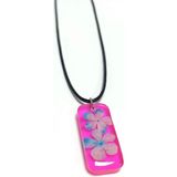 AyrStore Buğz Kartopu Çiçeği Dikdörtgen Epoksi Kolye