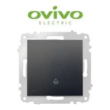 AyrStore Buğz Metalik Siyah Zil Butonu Light Çerçevesiz Grano - Priz ve Anahtar Için Uyumlu Çerçeve - Çok Renkli
