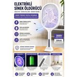 AyrStore Buğz Şarjlı Sinek Öldürücü Sivrisinek Raketi Elektrikli Karasinek Haşere Kovucu Mor Işıkl�