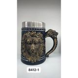 AyrStore Büyük Boy Aslan Motifli Çelik Kupa Bardak Kod 8412-1 - Renkli